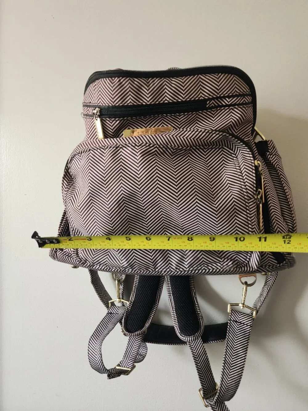 Ju-Ju-Be Be Right Back BRB Backpack Diaper Bag The Commodore Chevron Stripe